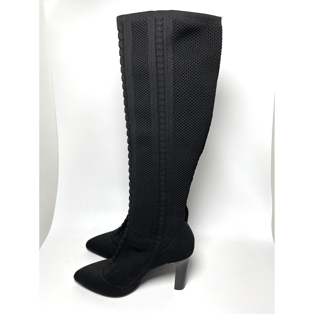 Charles by Charles David Black Stretch Knit Pointed Toe Tall Sock Boots 7.5M